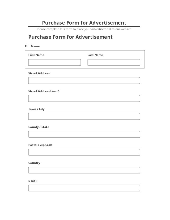 Export Purchase Form for Advertisement to Netsuite