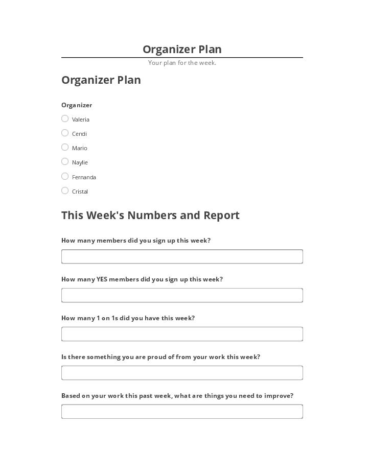 Arrange Organizer Plan