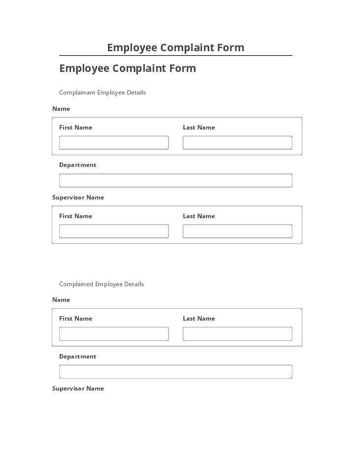 Arrange Employee Complaint Form in Salesforce