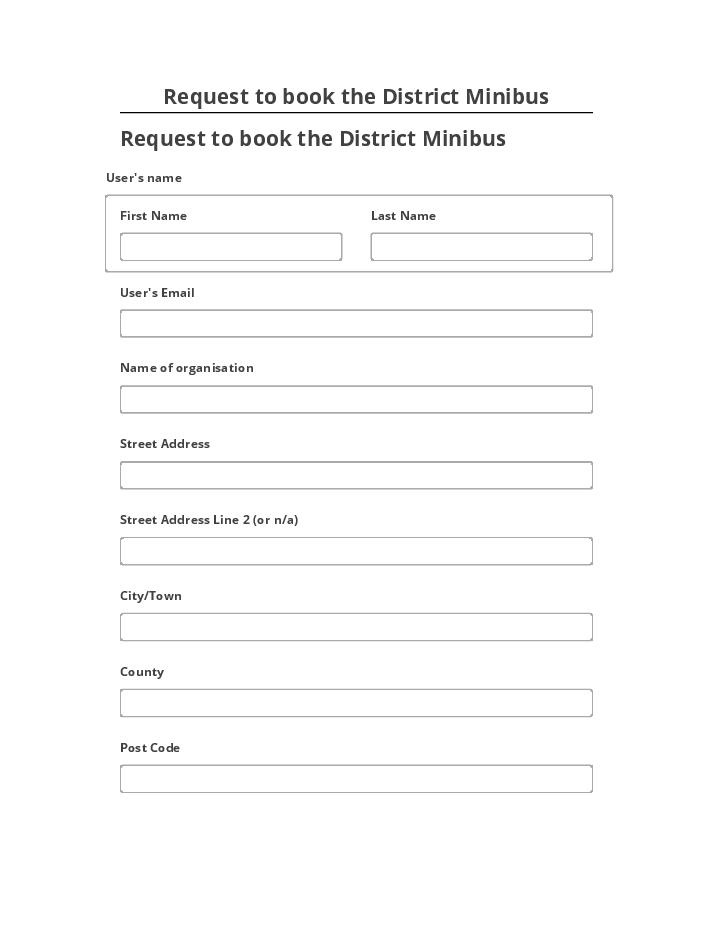 Arrange Request to book the District Minibus in Salesforce