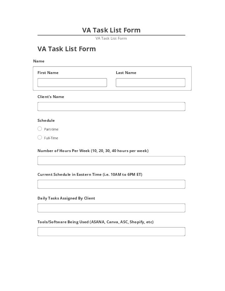 Update VA Task List Form from Netsuite