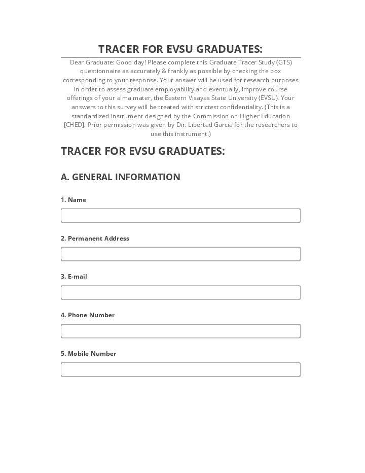 Pre-fill TRACER FOR EVSU GRADUATES: from Netsuite