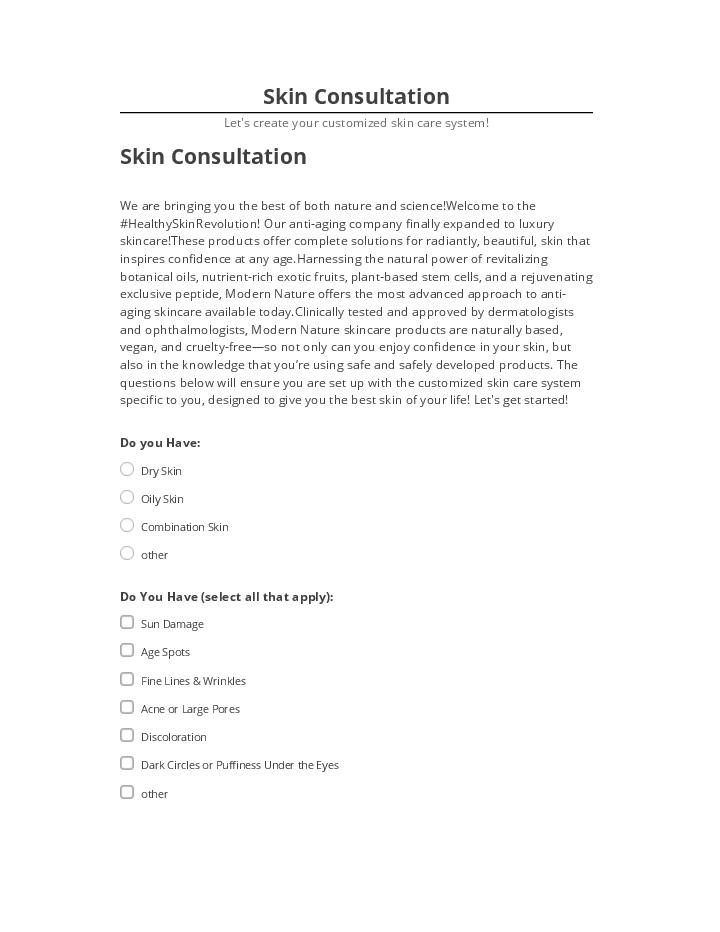 Arrange Skin Consultation in Salesforce