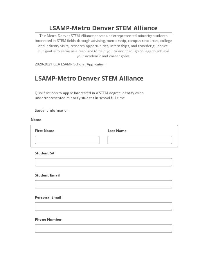 Pre-fill LSAMP-Metro Denver STEM Alliance from Microsoft Dynamics