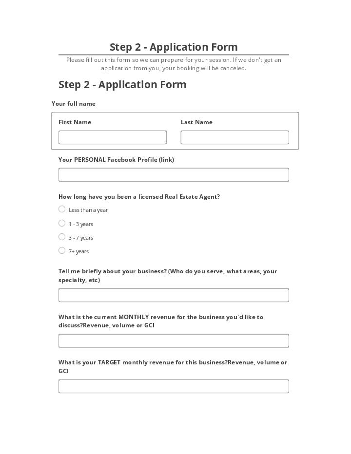 Export Step 2 - Application Form to Salesforce