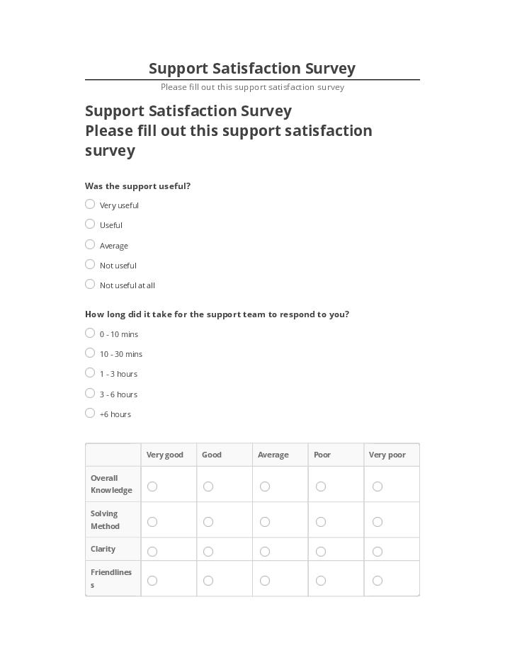 Export Support Satisfaction Survey to Salesforce