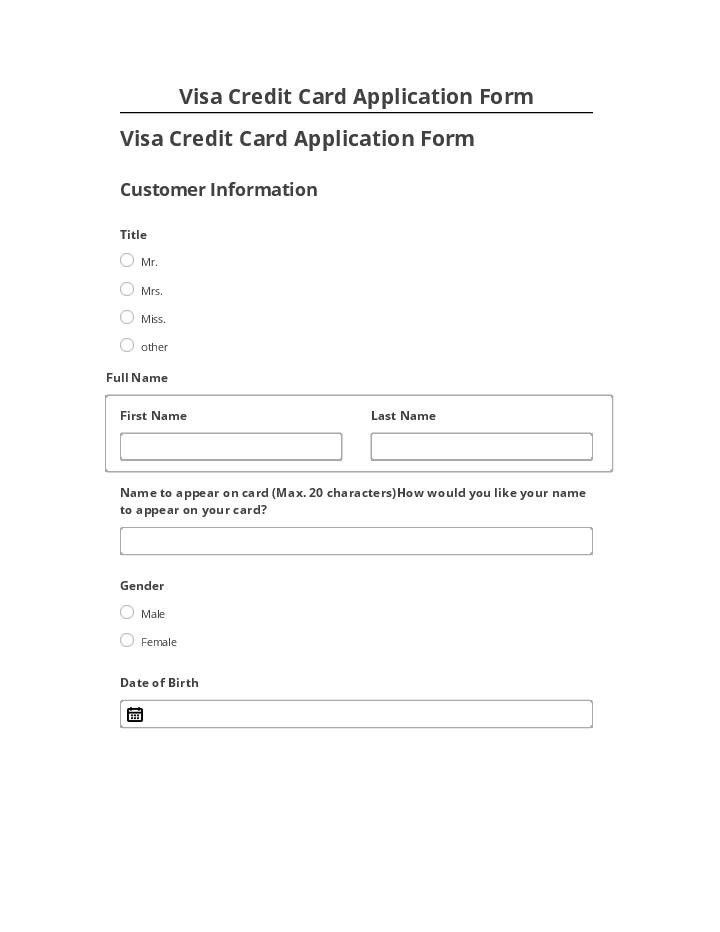 Update Visa Credit Card Application Form from Salesforce