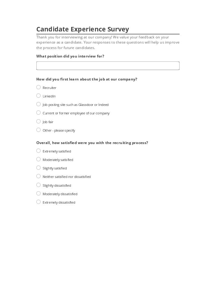 Pre-fill Candidate Experience Survey from Netsuite