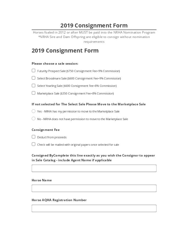 Synchronize 2019 Consignment Form with Salesforce