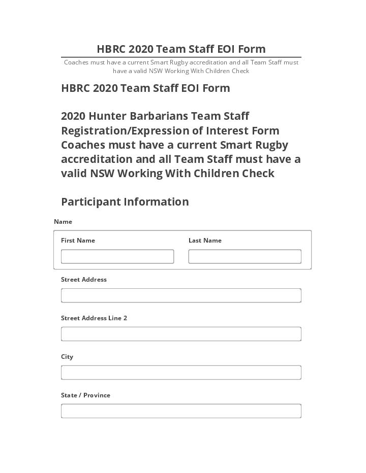Pre-fill HBRC 2020 Team Staff EOI Form from Microsoft Dynamics