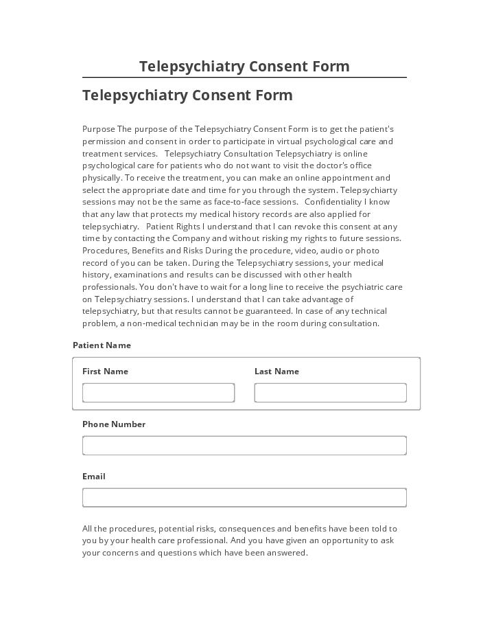 Update Telepsychiatry Consent Form from Netsuite