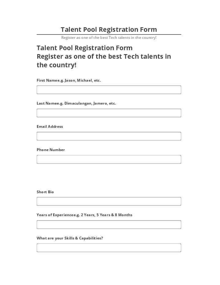 Synchronize Talent Pool Registration Form