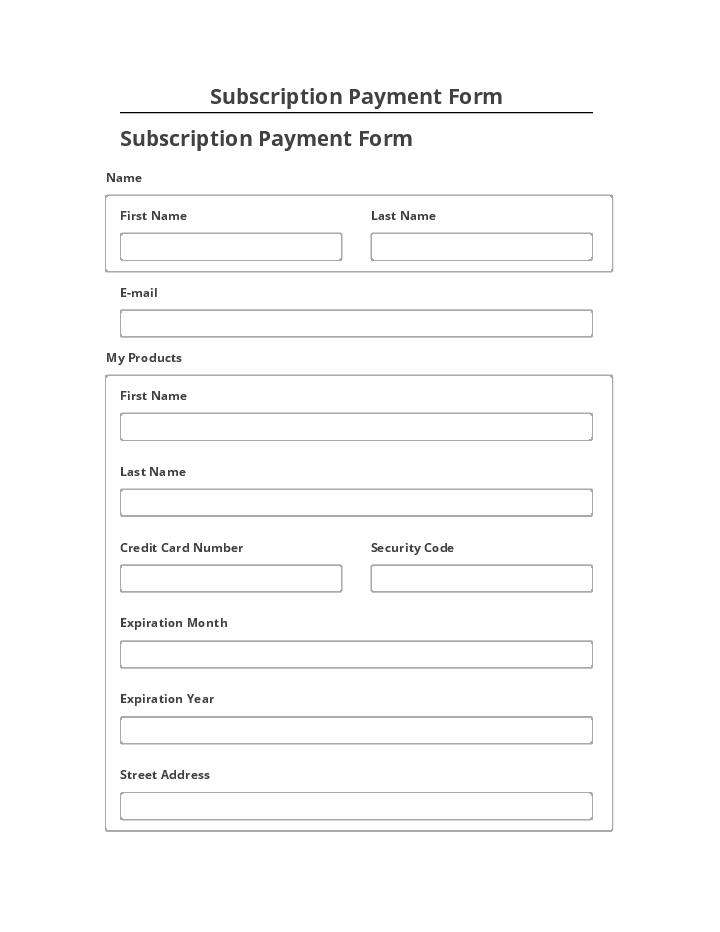 Arrange Subscription Payment Form in Salesforce