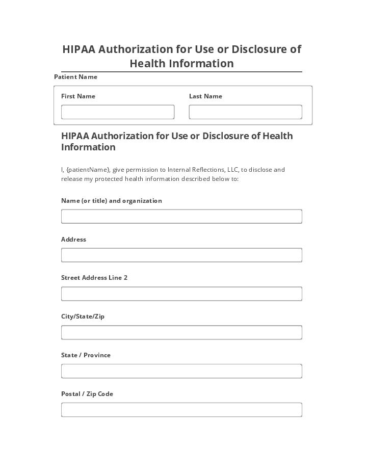 Integrate HIPAA Authorization for Use or Disclosure of Health Information