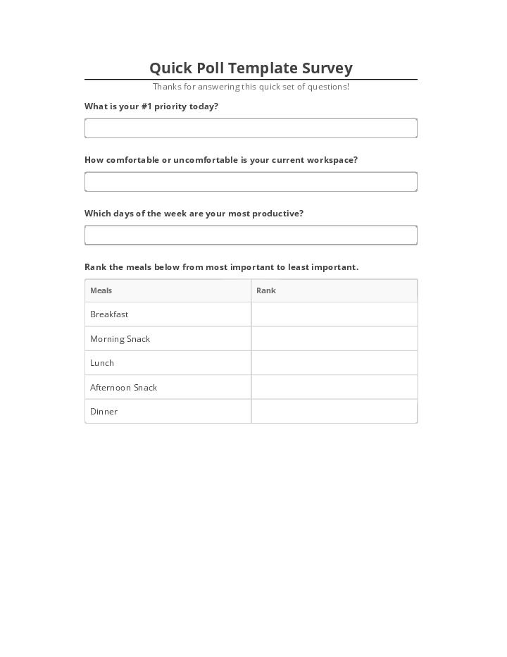 Manage Quick Poll Template Survey in Netsuite