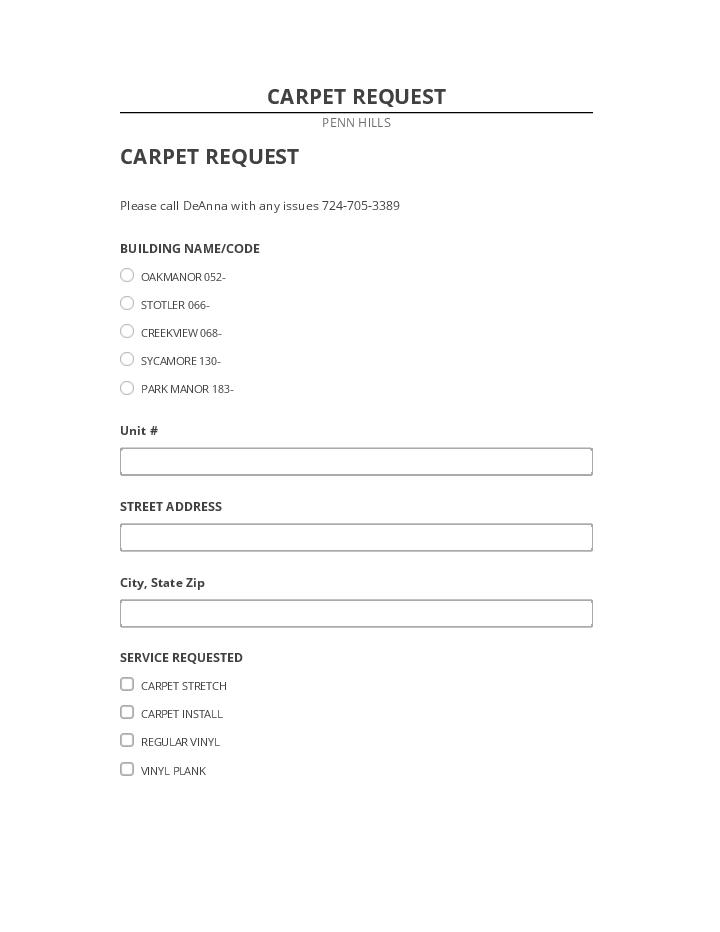 Pre-fill CARPET REQUEST from Salesforce