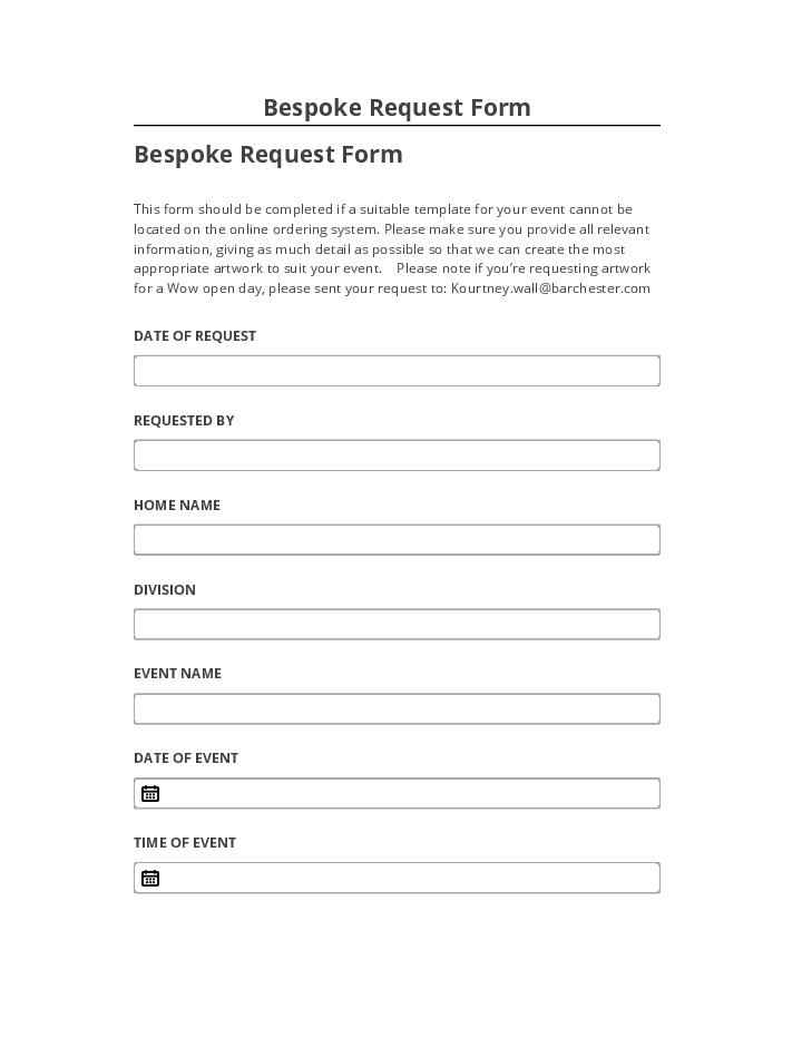 Arrange Bespoke Request Form