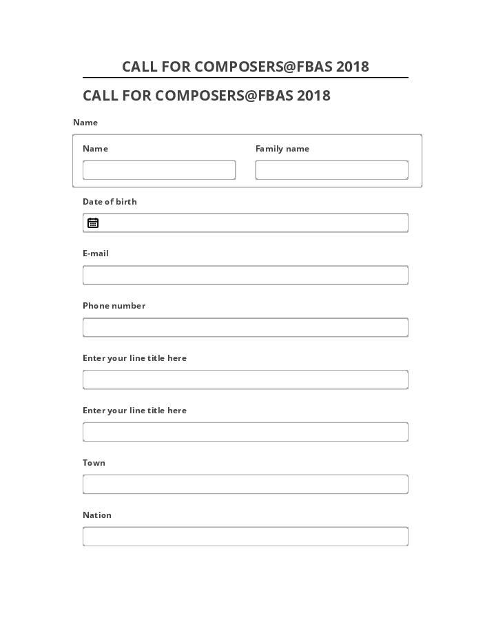 Automate CALL FOR COMPOSERS@FBAS 2018 in Salesforce