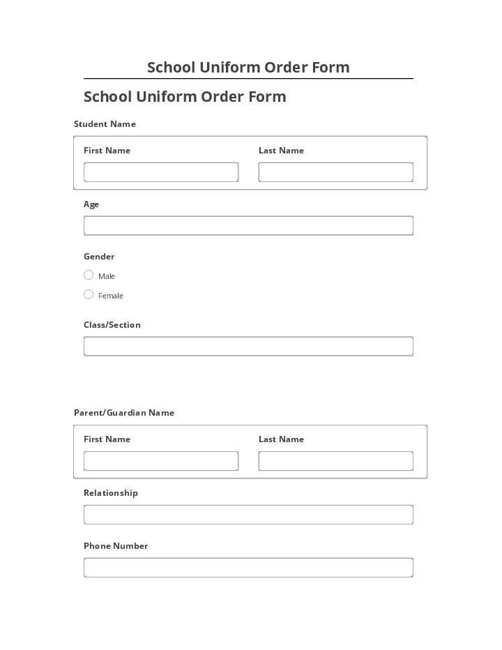 Export School Uniform Order Form to Salesforce
