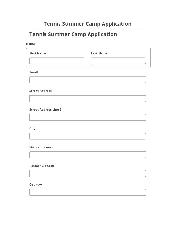 Pre-fill Tennis Summer Camp Application from Netsuite
