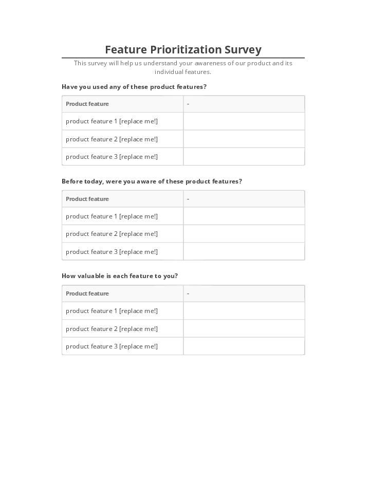 Incorporate Feature Prioritization Survey in Salesforce