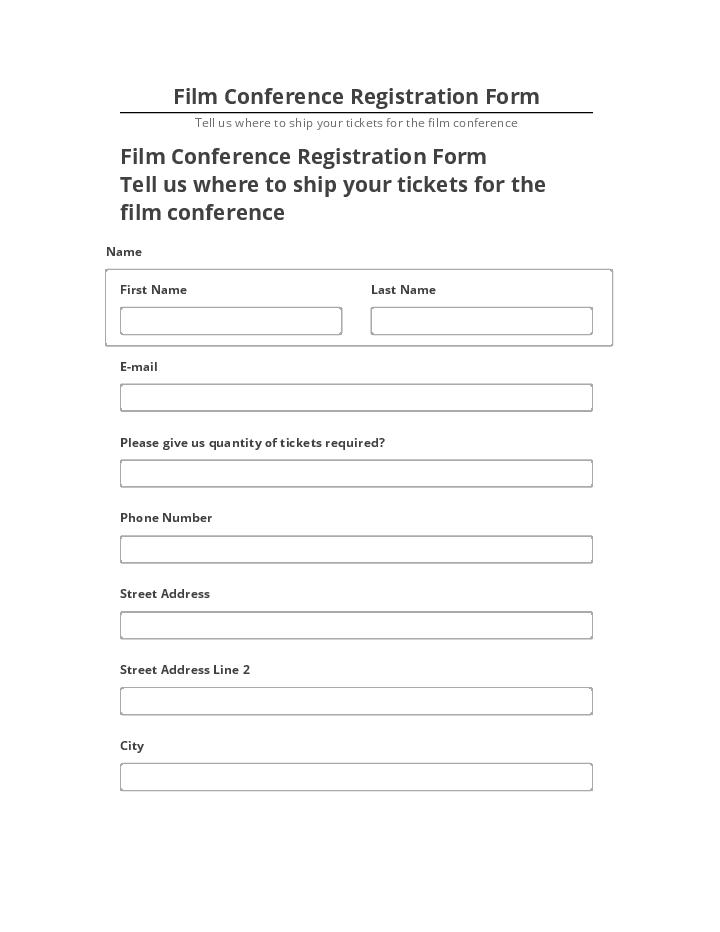 Pre-fill Film Conference Registration Form from Netsuite