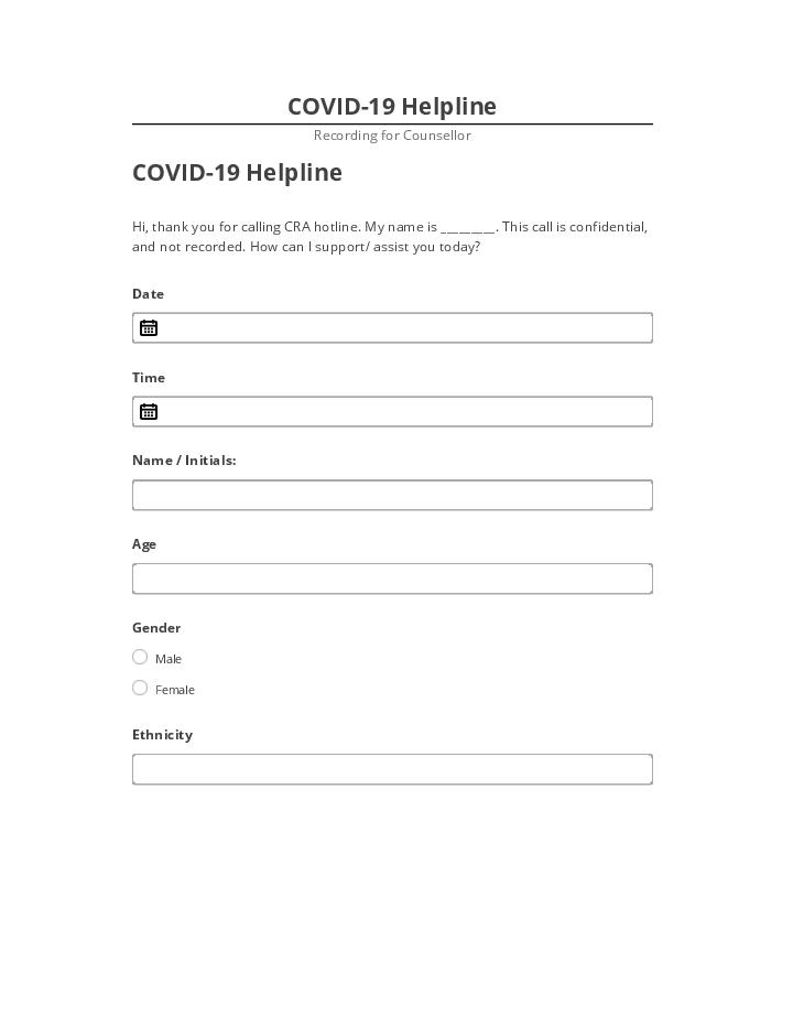 Arrange COVID-19 Helpline