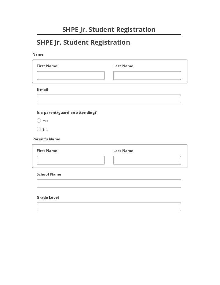 Pre-fill SHPE Jr. Student Registration from Microsoft Dynamics