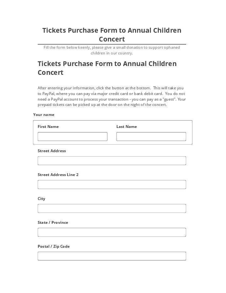 Arrange Tickets Purchase Form to Annual Children Concert in Salesforce