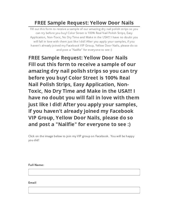 Pre-fill FREE Sample Request: Yellow Door Nails