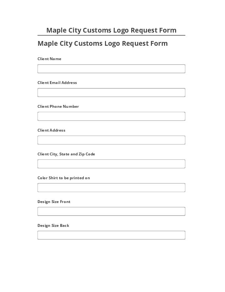 Arrange Maple City Customs Logo Request Form in Microsoft Dynamics