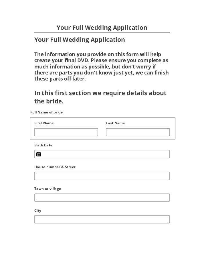Extract Your Full Wedding Application
