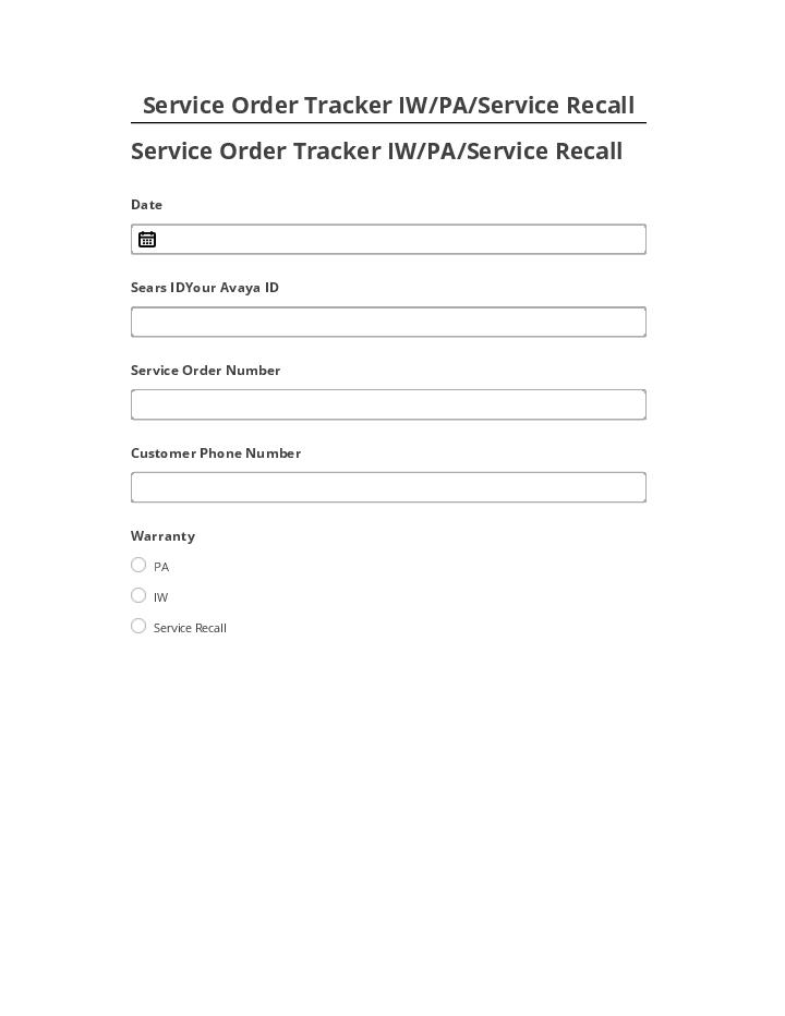 Automate Service Order Tracker IW/PA/Service Recall in Salesforce