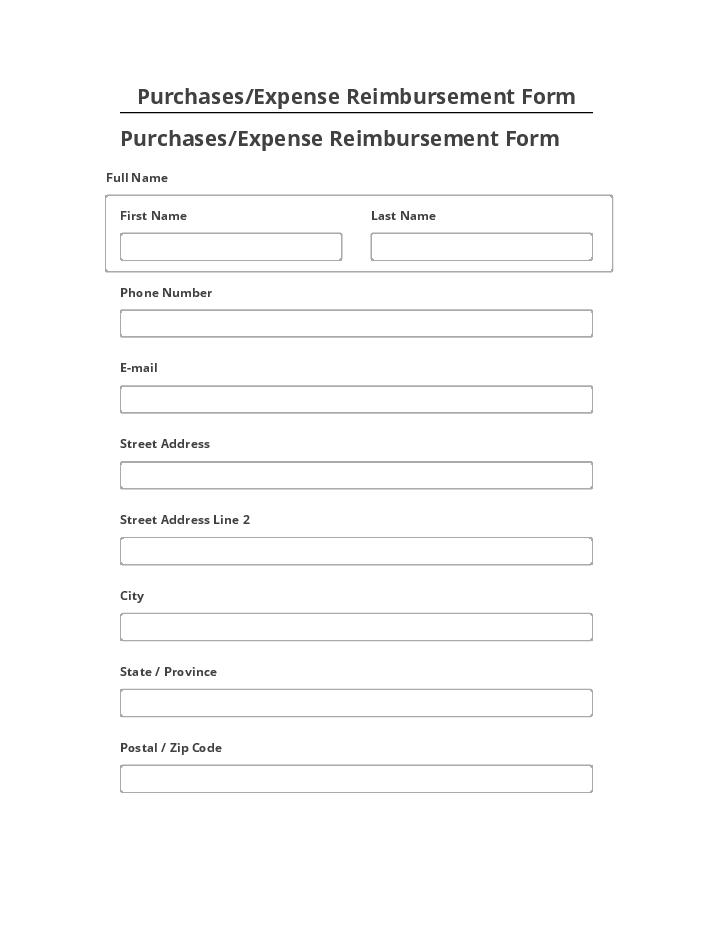 Arrange Purchases/Expense Reimbursement Form