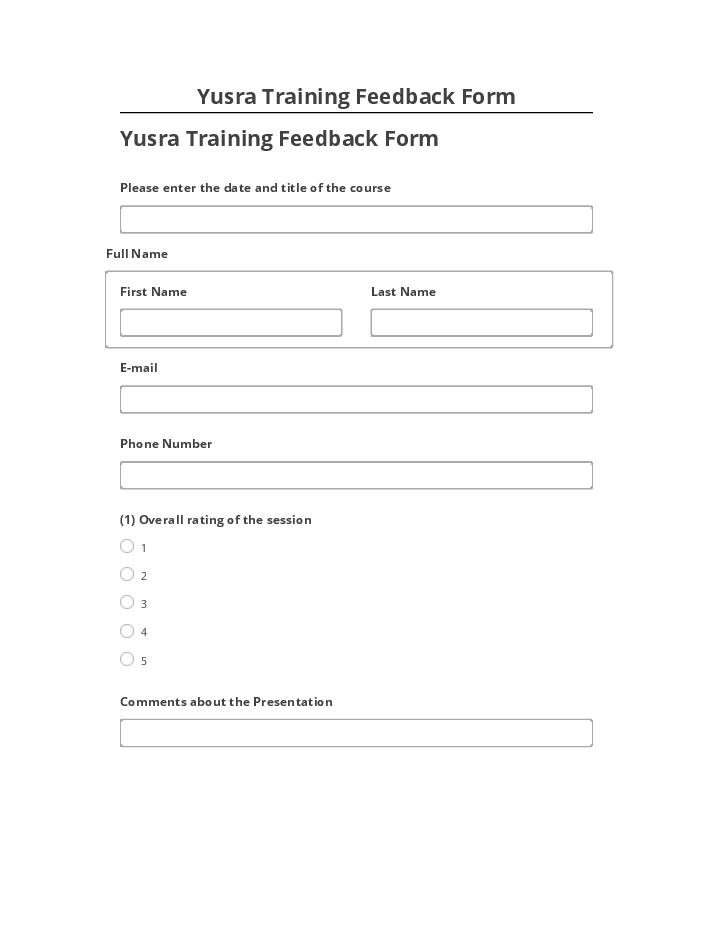 Incorporate Yusra Training Feedback Form in Netsuite