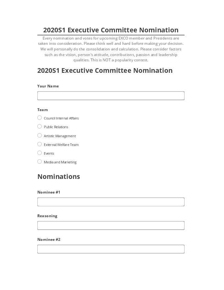 Pre-fill 2020S1 Executive Committee Nomination from Microsoft Dynamics