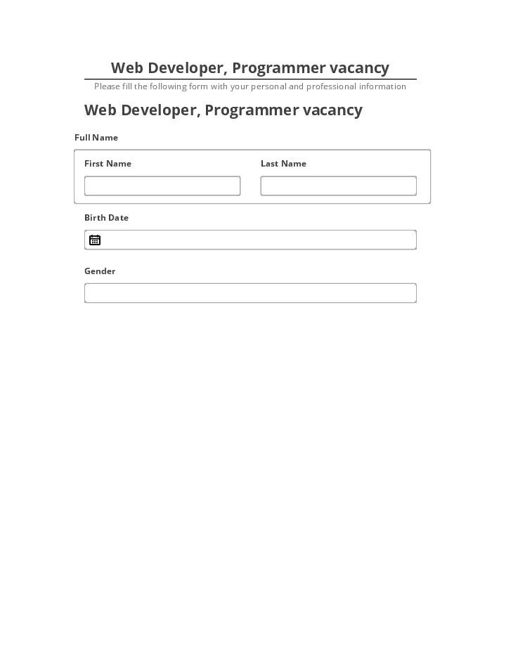 Update Web Developer, Programmer vacancy from Netsuite