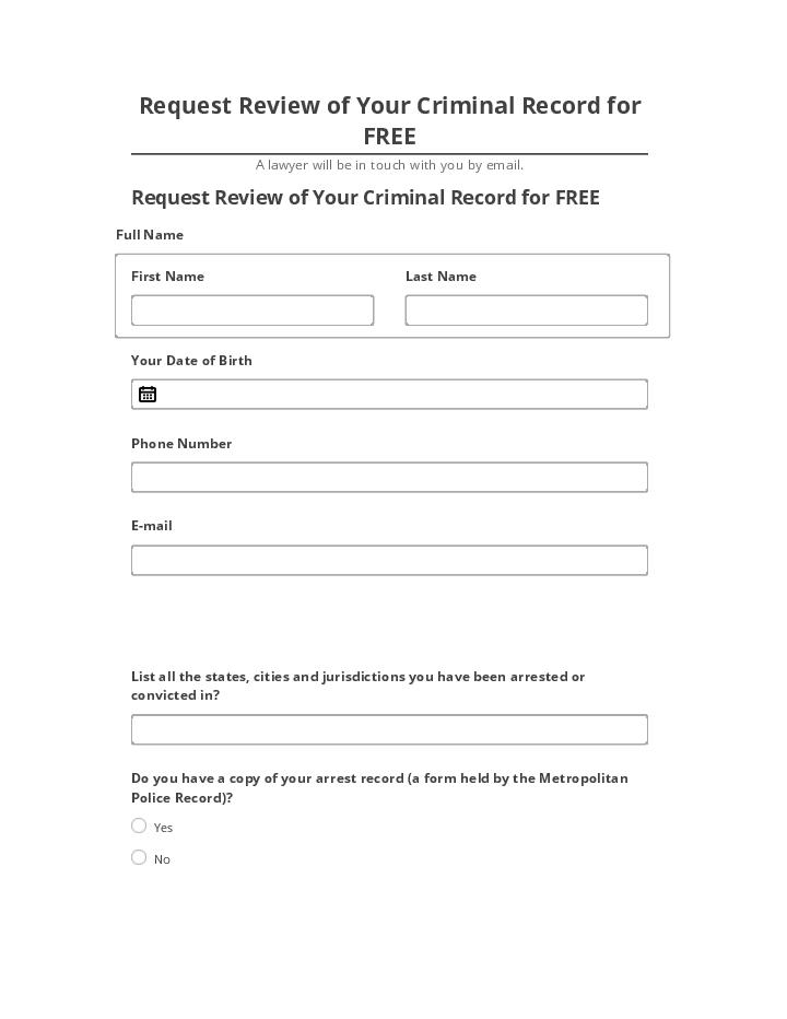 Synchronize Request Review of Your Criminal Record for FREE