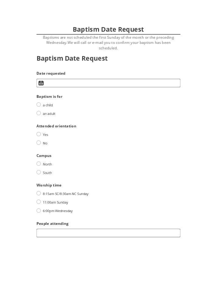 Integrate Baptism Date Request with Netsuite