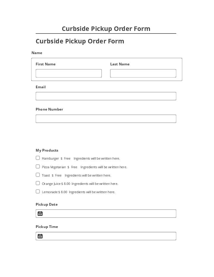 Synchronize Curbside Pickup Order Form