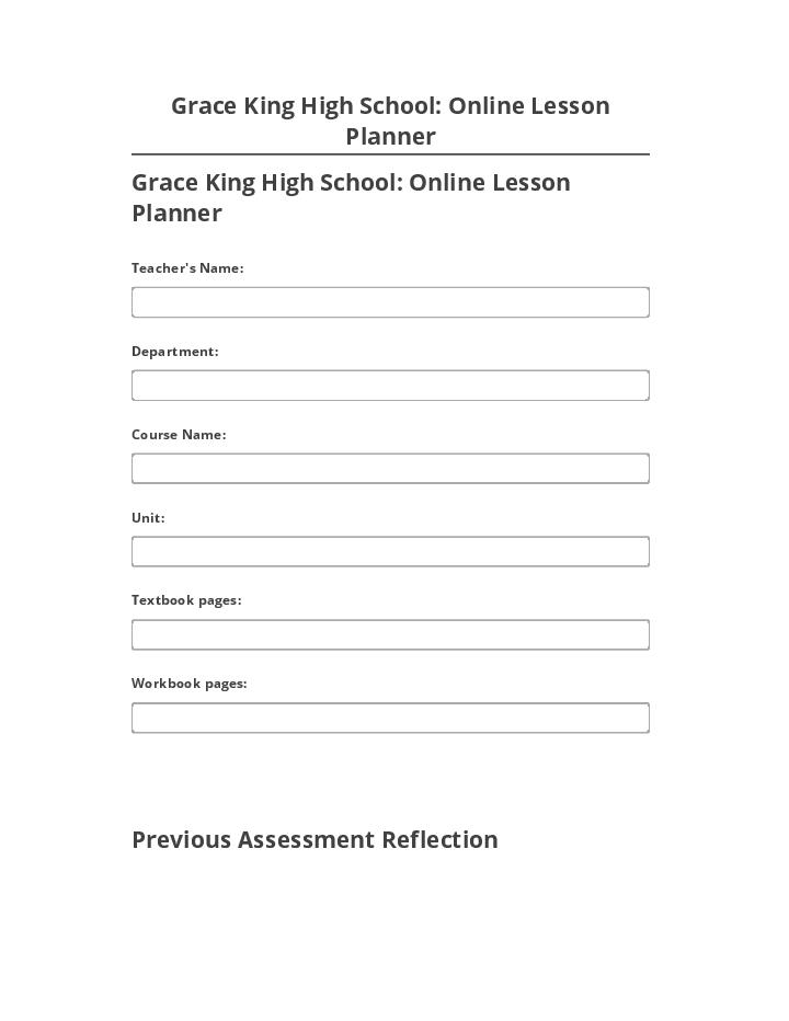 Arrange Grace King High School: Online Lesson Planner in Microsoft Dynamics
