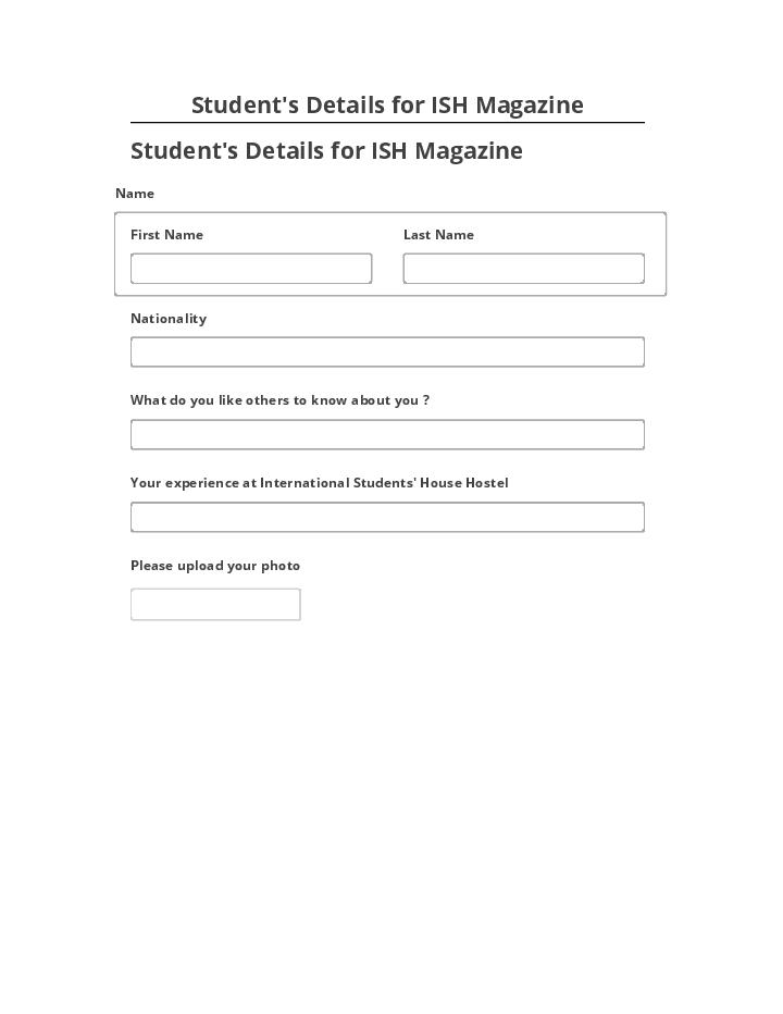 Export Student's Details for ISH Magazine to Netsuite