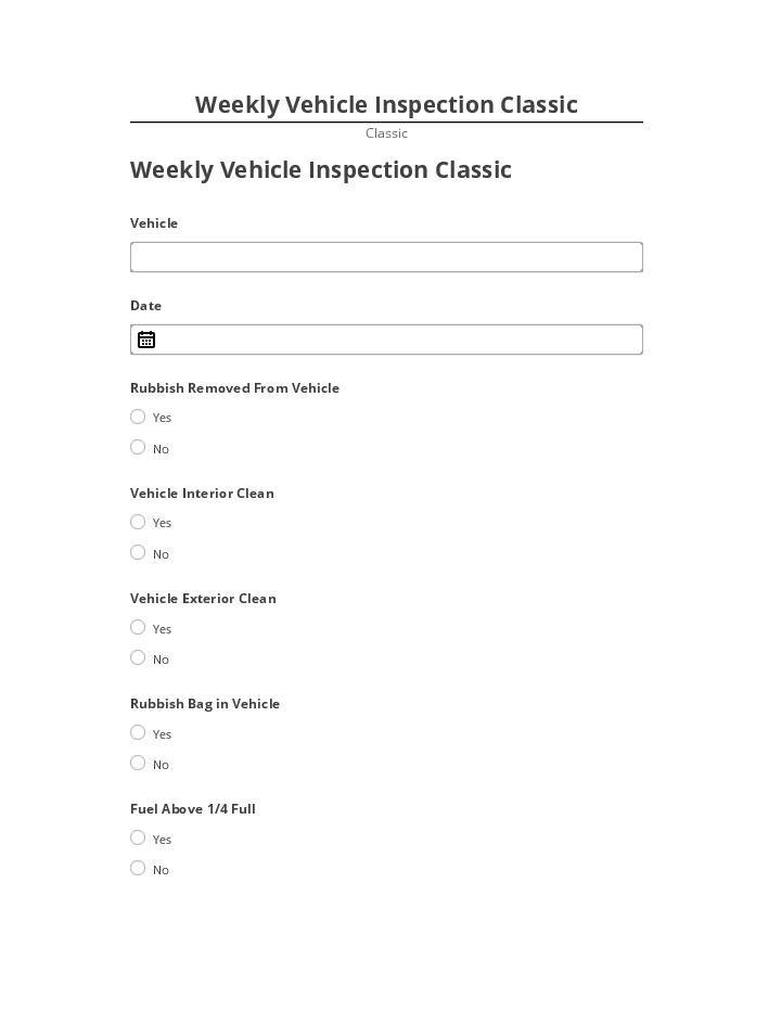 Extract Weekly Vehicle Inspection Classic from Microsoft Dynamics