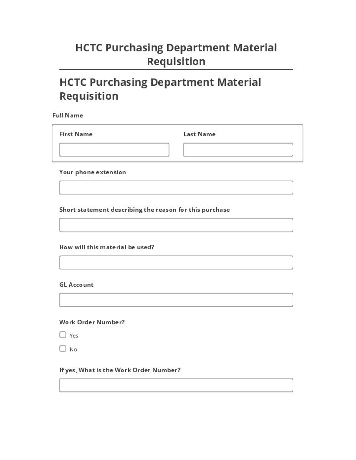 Incorporate HCTC Purchasing Department Material Requisition in Salesforce