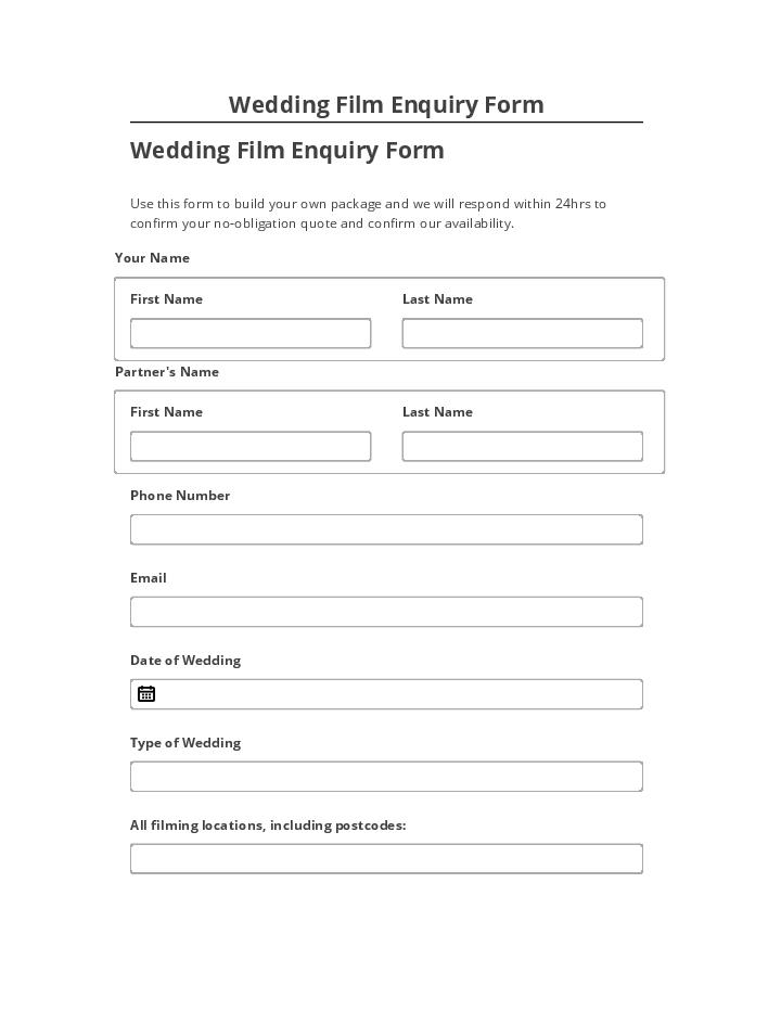 Automate Wedding Film Enquiry Form in Netsuite