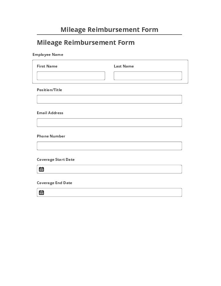 Integrate Mileage Reimbursement Form