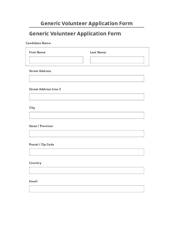 Arrange Generic Volunteer Application Form