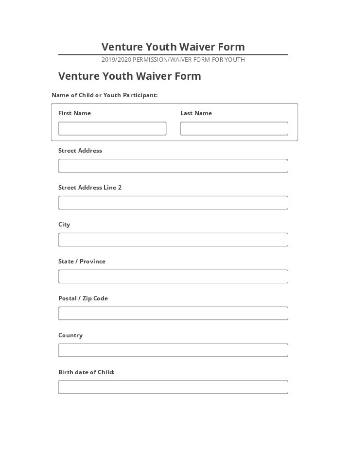 Synchronize Venture Youth Waiver Form with Salesforce