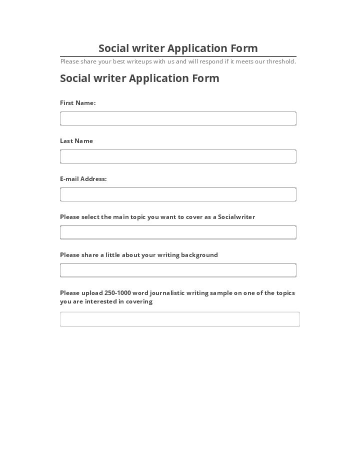 Extract Social writer Application Form from Microsoft Dynamics