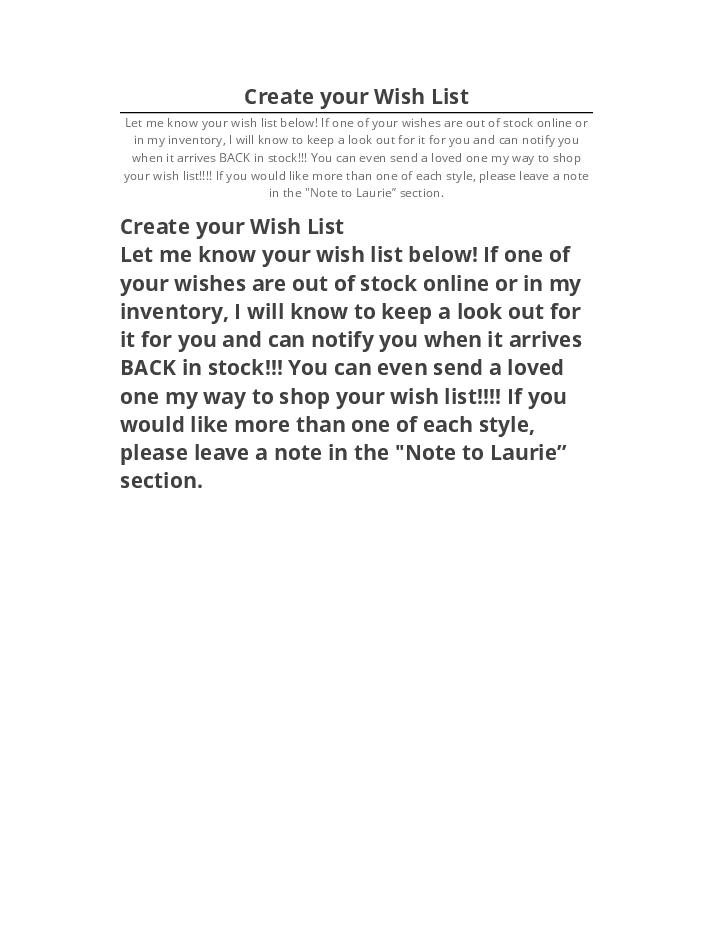 Synchronize Create your Wish List